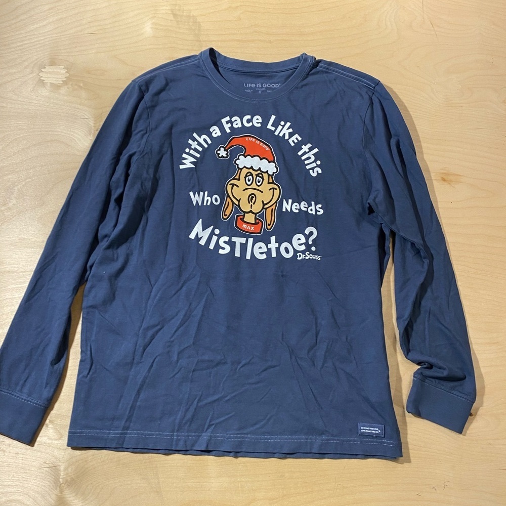 Life is Good Dr. Seuss Blue Long Sleeve Shirt Large (IE)